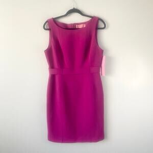 NWT LDT Annemarie Stretch Crepe Solid Sleeveless Dress‎ in Fuchsia Size 8